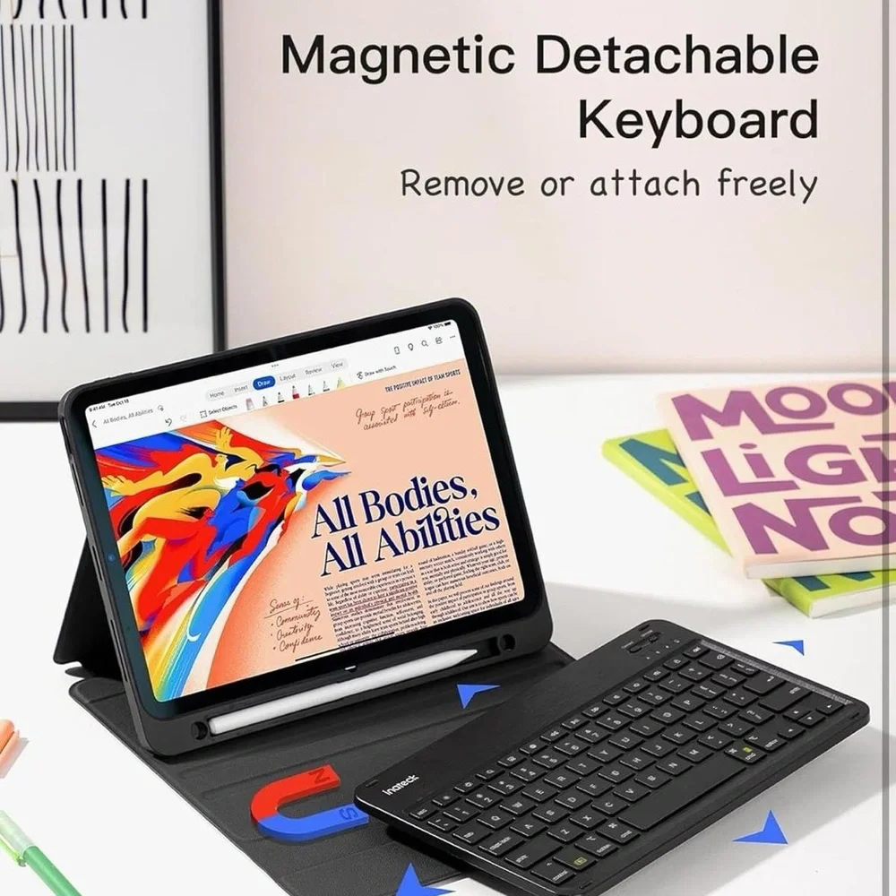 Inateck Apple iPad 10/11 magnetic detachable keyboard case with pencil holder